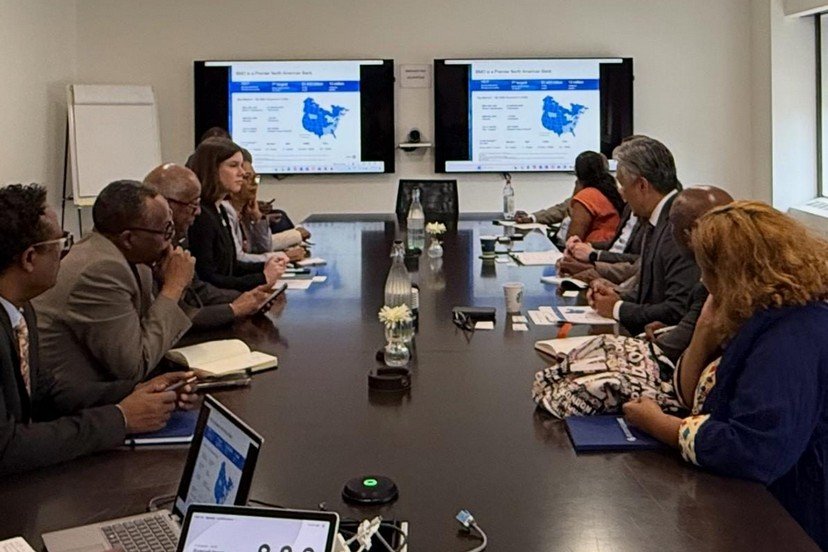 Strategic briefing session with presentation screens